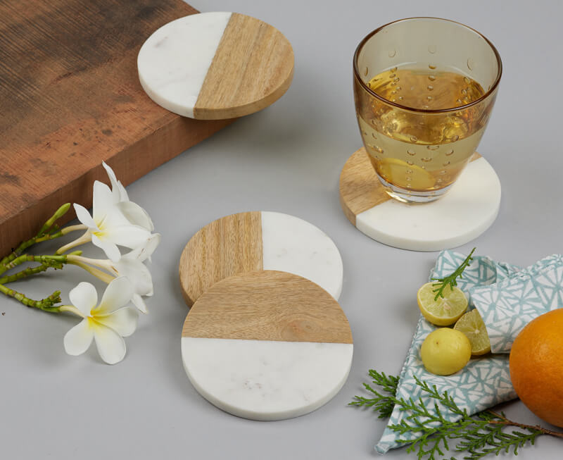 Gorgeous Marble And Wood Coasters From Stone Essential To Add Life To