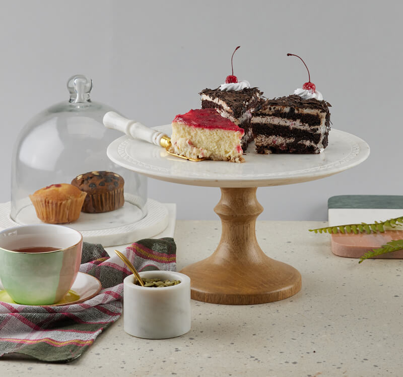 Gorgeous, Multi-Functional Marble and Wood Cake Stand from Stone Essential