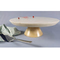 Round Marble and Wood Cake Stand