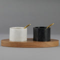 Marble and Wood Condiment Set with Spoons