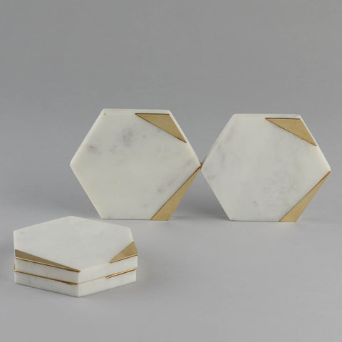 Marble Coaster With Brass Edges