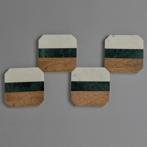 Marble and wood coaster