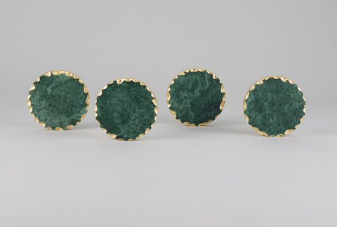 Gold Rimmed Green Coaster Set