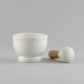 White Marble and Wood Mortar and Pestle