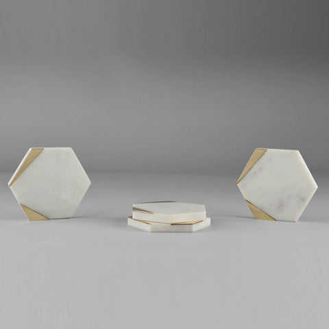 Marble Coaster With Brass Edges