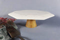 Octagon Marble and Wood Cake Stand
