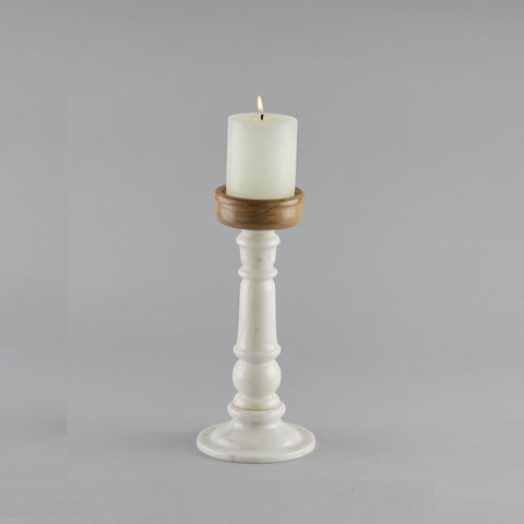 Sofia Marble and Wood Candle Holder