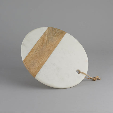Marble And Wooden Round Chopping Board