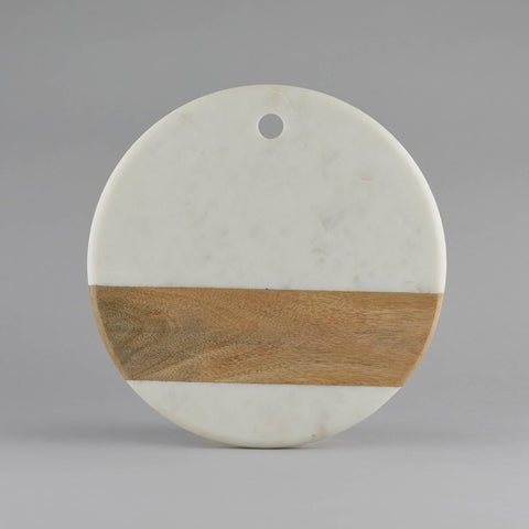 Marble And Wooden Round Chopping Board