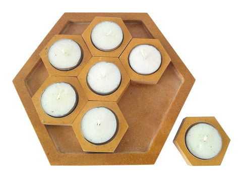 Yellow Marble Hexagon Tea Light Holder